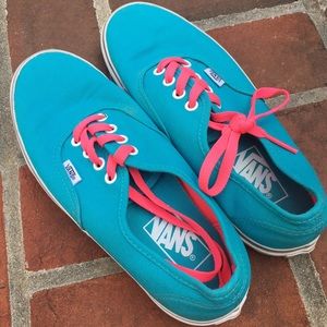 Bright Blue and Neon Pink Vans